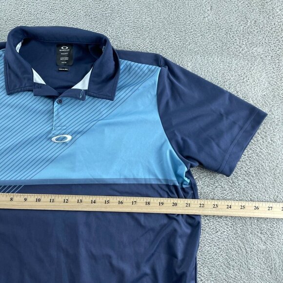 Oakley Mens Regular Fit Polo Shirt Navy & Light Blue With Striped Design 3093 - Picture 4 of 7